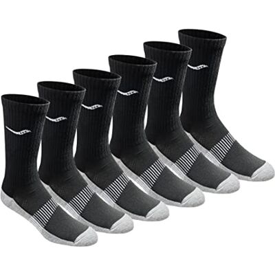 Saucony Men's Multi-Pack Mesh Ventilating Comfort Fit Performance Crew Socks, Black Grey Foot (6 Pairs), Shoe Size: 8-12 Saucony Men's Multi-Pack Mesh Ventilating Comfort Fit Performance Crew Socks, Black Grey Foot (6 Pairs), Shoe Size: 8-12