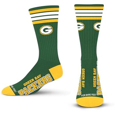 For Bare Feet FBF Unisex vuxna 4 ränder Deuce Crew-strumpor, lagfärg, stor, Green Bay Packers, Large For Bare Feet FBF Unisex vuxna 4 ränder Deuce Crew-strumpor, lagfärg, stor, Green Bay Packers, Large