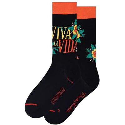MuseARTa strumpor av bomull med målningen Viva La Vida av konstnären Frida Kahlo i storlek 40–46, FK-VVB-06-40-46, svart, 40-46 MuseARTa strumpor av bomull med målningen Viva La Vida av konstnären Frida Kahlo i storlek 40–46, FK-VVB-06-40-46, svart, 40-46