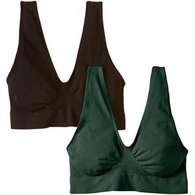 FOCENZA Luigi di Damen Bustier Mit Breiten Trägern (förpackning med 2), Grön – Grün (Dunkelgrün/Schwarz 727/001), 42 SE FOCENZA Luigi di Damen Bustier Mit Breiten Trägern (förpackning med 2), Grön – Grün (Dunkelgrün/Schwarz 727/001), 42 SE