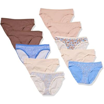 Amazon Essentials Women's Bikinitrosor underkläder i bomull (finns i plusstorlek), Pack of 10, Blommig/Ditsy blomster/Flerfärgad/Prickar, M Amazon Essentials Women's Bikinitrosor underkläder i bomull (finns i plusstorlek), Pack of 10, Blommig/Ditsy blomster/Flerfärgad/Prickar, M