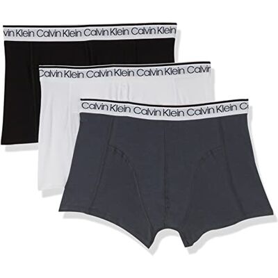 Calvin herr Trunk 3-pack, Svart/vit/turbulens, M Calvin herr Trunk 3-pack, Svart/vit/turbulens, M