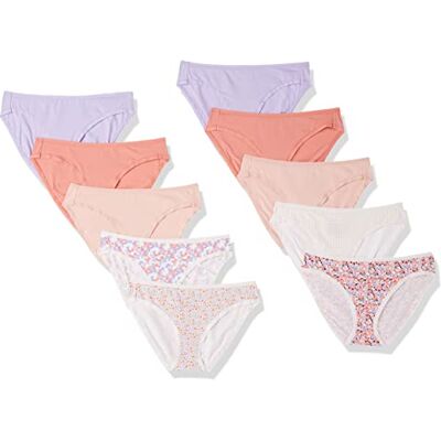 Amazon Essentials Women's Bikinitrosor underkläder i bomull (finns i plusstorlek), Pack of 10, Blommig/Ditsy blomster/Flerfärgad/Rutig, L Amazon Essentials Women's Bikinitrosor underkläder i bomull (finns i plusstorlek), Pack of 10, Blommig/Ditsy blomster/Flerfärgad/Rutig, L