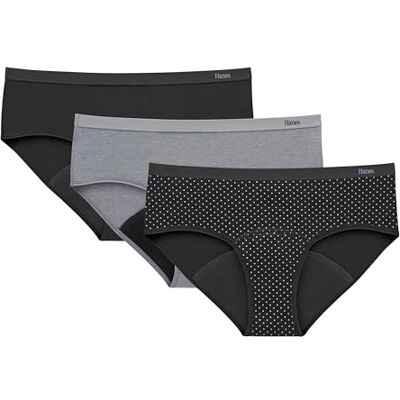 Hanes dam komfort, hipsters, superläckor postpartum & period underkläder, 3-pack trosor, svart/betong ljung/svart, M (förpackning med 3), Svart/betong ljung/svart, M Hanes dam komfort, hipsters, superläckor postpartum & period underkläder, 3-pack trosor, svart/betong ljung/svart, M (förpackning med 3), Svart/betong ljung/svart, M