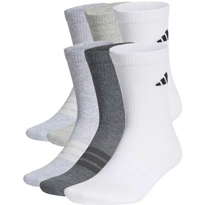 adidas unisex vuxen Cushioned Crew Socks 6 Pair Pack, white/light grey heather/medium grey heather/dark grey heather, 45-48 adidas unisex vuxen Cushioned Crew Socks 6 Pair Pack, white/light grey heather/medium grey heather/dark grey heather, 45-48