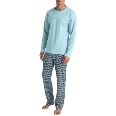 CALIDA Relax Streamline lång herrpyjamas, tillverkad av 100% bomull, Aquamarine, 52-54 CALIDA Relax Streamline lång herrpyjamas, tillverkad av 100% bomull, Aquamarine, 52-54