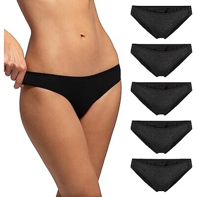 POMPEA Pack 5 stycken Low Midja Cotton Planet Bomull Svart, Svart, L POMPEA Pack 5 stycken Low Midja Cotton Planet Bomull Svart, Svart, L
