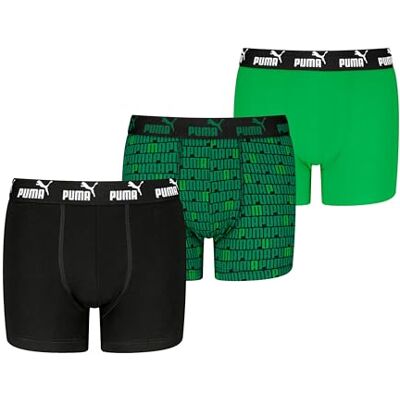 PUMA Pojkar Elements Boxer (3-pack), Svart/grön, 122-128 PUMA Pojkar Elements Boxer (3-pack), Svart/grön, 122-128