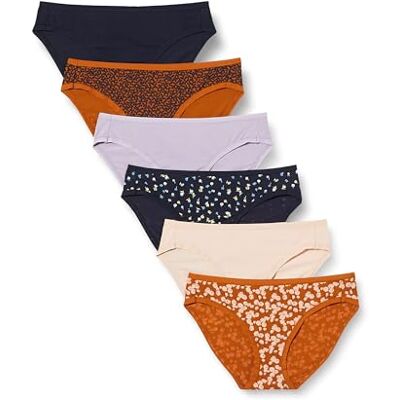 Amazon Essentials Women's Bikinitrosor underkläder i bomull (finns i plusstorlek), Pack of 6, Blommig/Flerfärgad/Kronbladstryck, XL Amazon Essentials Women's Bikinitrosor underkläder i bomull (finns i plusstorlek), Pack of 6, Blommig/Flerfärgad/Kronbladstryck, XL