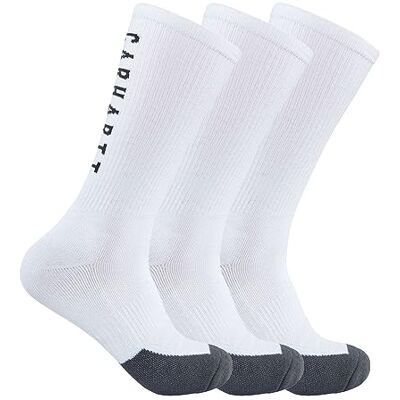 Carhartt Herr Force Midweight Logo Strumpa 3-pack, Vit, Medium (3-pack) Carhartt Herr Force Midweight Logo Strumpa 3-pack, Vit, Medium (3-pack)