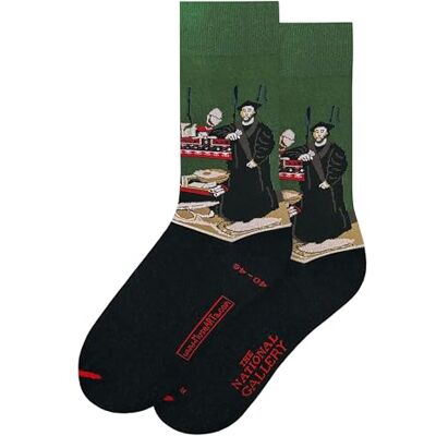 MuseARTa strumpor av bomull med målningen The Ambassadors av konstnären Hans Holbein the Younger i storlek 40–46, HH-TAL-10–40–46, svart, 40-46 MuseARTa strumpor av bomull med målningen The Ambassadors av konstnären Hans Holbein the Younger i storlek 40–46, HH-TAL-10–40–46, svart, 40-46