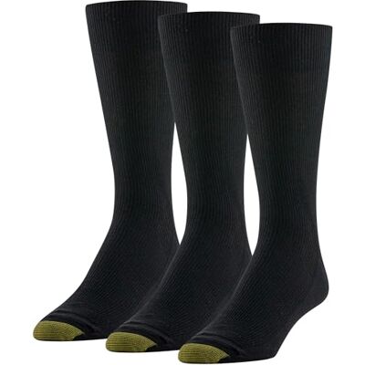 GOLDTOE Guldtå herr bomull fuktkontroll metropolitan klänning strumpor (3 par-pack), Svart, 44-47 EU GOLDTOE Guldtå herr bomull fuktkontroll metropolitan klänning strumpor (3 par-pack), Svart, 44-47 EU