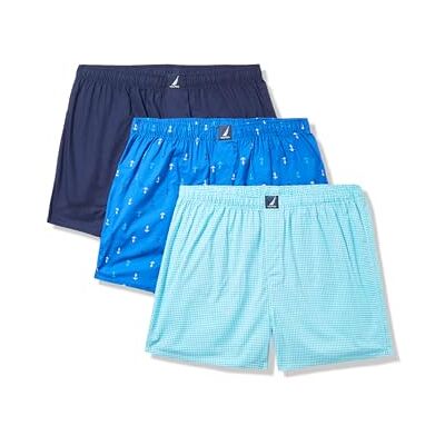 Nautica boxershorts för män, Peacoat/Hundtand-Scuba Blå/Ankartryck, S Nautica boxershorts för män, Peacoat/Hundtand-Scuba Blå/Ankartryck, S