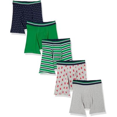 Amazon Essentials Men's Märkesfria boxertrosor, Pack of 5, Godisklubba/Grå ljung/Grön/Prickar/Rand, L Amazon Essentials Men's Märkesfria boxertrosor, Pack of 5, Godisklubba/Grå ljung/Grön/Prickar/Rand, L