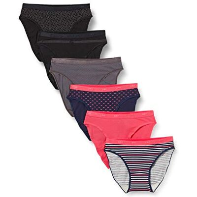 Dim Kvinnors trosor fickor i stretch bomull x6, Pretty Rose-set/svart logotyp, S Dim Kvinnors trosor fickor i stretch bomull x6, Pretty Rose-set/svart logotyp, S