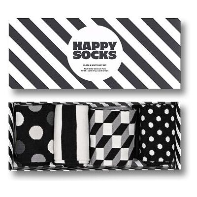 Happy Socks 4-pack ränder och prickar herrstrumpor presentpaket, marinblå/vit/röd, 4-pack klassisk svartvit set, 41.5-44.5 EU Happy Socks 4-pack ränder och prickar herrstrumpor presentpaket, marinblå/vit/röd, 4-pack klassisk svartvit set, 41.5-44.5 EU