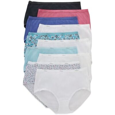 Hanes kvinnors bomull kalsonger värdepaket, 10-pack, blandade trosor underkläder (färgerna kan variera), Solid/tryck mix, 7 Hanes kvinnors bomull kalsonger värdepaket, 10-pack, blandade trosor underkläder (färgerna kan variera), Solid/tryck mix, 7