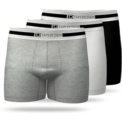 Tapedesign – boxershorts för män – bekväm, elastisk och andas – inget krångel, glider inte upp – herrunderbyxor set – underkläder för män – herrshorts – boxers, Svart, vit, grå, L-XL Tapedesign – boxershorts för män – bekväm, elastisk och andas – inget krångel, glider inte upp – herrunderbyxor set – underkläder för män – herrshorts – boxers, Svart, vit, grå, L-XL
