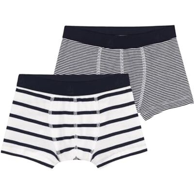 Petit Bateau pojkar boxer (2-pack), Vit + blå, 4 år Petit Bateau pojkar boxer (2-pack), Vit + blå, 4 år
