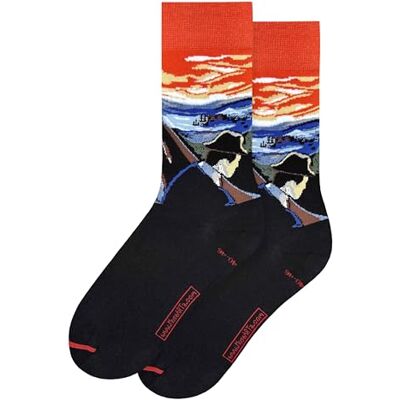 MuseARTa strumpor av bomull med målningen Sick Mood at Sunset av konstnären Edvard Munch i storlek 36–40, EM-SM-08-36-40, svart, 36-40 MuseARTa strumpor av bomull med målningen Sick Mood at Sunset av konstnären Edvard Munch i storlek 36–40, EM-SM-08-36-40, svart, 36-40