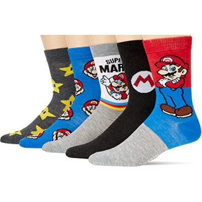 Nintendo Mario 5-pack herrstrumpor, grå multi, 10-13, Grå multi, 43-47 EU Nintendo Mario 5-pack herrstrumpor, grå multi, 10-13, Grå multi, 43-47 EU