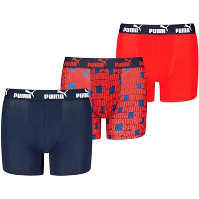 PUMA Pojkar Elements Boxer (3-pack), Marinblå/röd, 122-128 PUMA Pojkar Elements Boxer (3-pack), Marinblå/röd, 122-128