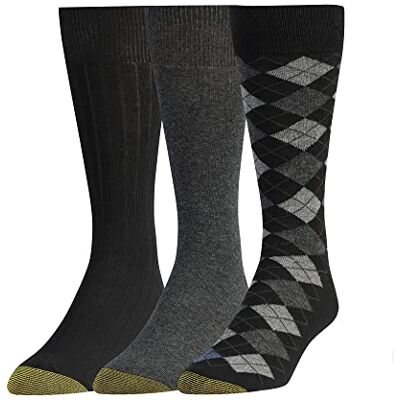 GOLDTOE Gold Toe Klassiska argyle-klänningsstrumpor för män, 3 par, Svart diamant, Large GOLDTOE Gold Toe Klassiska argyle-klänningsstrumpor för män, 3 par, Svart diamant, Large