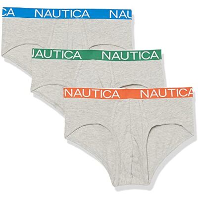 Nautica Herr 3-pack bomull stretch trosa, ljung grå-orange/Pro blå/grön midjeband, S Nautica Herr 3-pack bomull stretch trosa, ljung grå-orange/Pro blå/grön midjeband, S