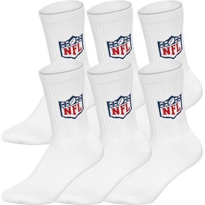 NFL Unisex sköld 6pk Crew sportstrumpor, vit, 39–42 EU NFL Unisex sköld 6pk Crew sportstrumpor, vit, 39–42 EU