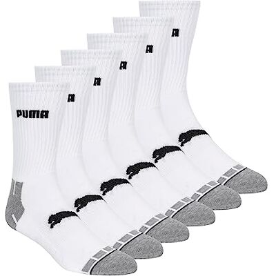 PUMA 6-pack crew-strumpor för män, Vitt, 43-47 EU PUMA 6-pack crew-strumpor för män, Vitt, 43-47 EU