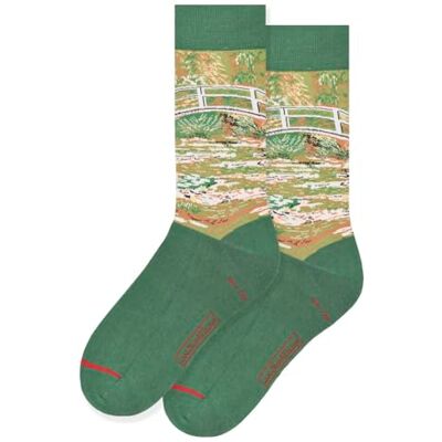MuseARTa strumpor av bomull med målningen Bridge over a Pond of Water Lilies License av konstnären Claude Monet i storlek 36–40, CM-BWL-12-36–40, Grön, 36-40 MuseARTa strumpor av bomull med målningen Bridge over a Pond of Water Lilies License av konstnären Claude Monet i storlek 36–40, CM-BWL-12-36–40, Grön, 36-40