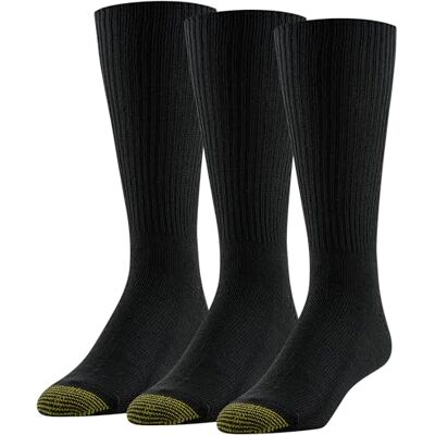 GOLDTOE Gold Toe Fluffiga strumpor för män, flera par atletiska (förpackning med 3), Svart, L GOLDTOE Gold Toe Fluffiga strumpor för män, flera par atletiska (förpackning med 3), Svart, L
