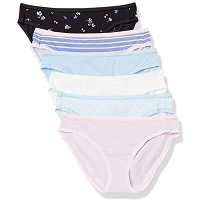Amazon Essentials Women's Bikinitrosor underkläder i bomull (finns i plusstorlek), Pack of 6, Ditsy blommig/blommig/rand, XXL Amazon Essentials Women's Bikinitrosor underkläder i bomull (finns i plusstorlek), Pack of 6, Ditsy blommig/blommig/rand, XXL