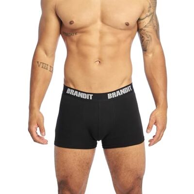 Brandit Boxershorts, logotyp, 2-pack, olika kamouflagefärger, Svart och svart, S Brandit Boxershorts, logotyp, 2-pack, olika kamouflagefärger, Svart och svart, S