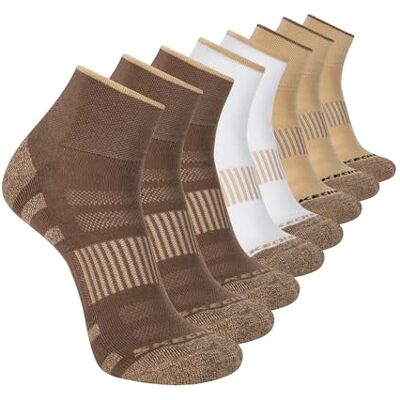 Skechers mäns 8-pack Work Collection High Quarter Crew, extra kudde och nätventilationsstrumpor, kaffekvarts/vit/kaki, 10–13 Skechers mäns 8-pack Work Collection High Quarter Crew, extra kudde och nätventilationsstrumpor, kaffekvarts/vit/kaki, 10–13