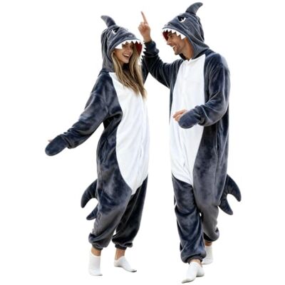 vavalad Vuxen haj pyjamas vuxen cosplay kostym haj en del djur pyjamas hemmakläder nattkläder för kvinnor män, Grått, M vavalad Vuxen haj pyjamas vuxen cosplay kostym haj en del djur pyjamas hemmakläder nattkläder för kvinnor män, Grått, M