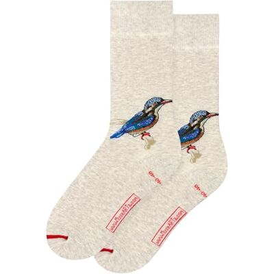 MuseARTa strumpor av bomull med målningen Kingfisher av konstnären John Ruskin i storlek 36–40, JR-KF-06-36-40, Beige, 36-40 MuseARTa strumpor av bomull med målningen Kingfisher av konstnären John Ruskin i storlek 36–40, JR-KF-06-36-40, Beige, 36-40