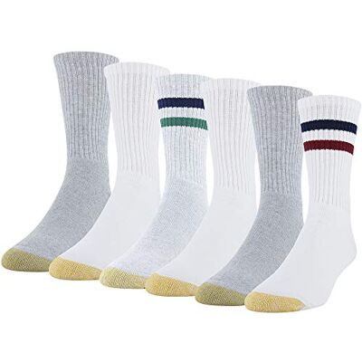 GOLDTOE Gold Toe herrstrumpor (6-pack), Vit/grå melerad, Large GOLDTOE Gold Toe herrstrumpor (6-pack), Vit/grå melerad, Large