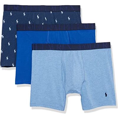 POLO RALPH LAUREN Men's Big & Tall Stretch Classic Fit Boxer Briefs, Trunks & Long Leg Available, 3-Pack, Pale Royal Heather/Monroe Blue Heather w/White AOPP/Blue Saturn, 2X POLO RALPH LAUREN Men's Big & Tall Stretch Classic Fit Boxer Briefs, Trunks & Long Leg Available, 3-Pack, Pale Royal Heather/Monroe Blue Heather w/White AOPP/Blue Saturn, 2X