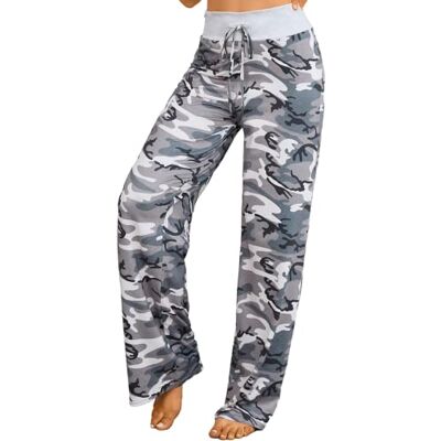 X-Image Dam bekväm pyjamas dragsko stretch blommigt tryck långa breda ben byxor loungebyxor, A1-camo, M X-Image Dam bekväm pyjamas dragsko stretch blommigt tryck långa breda ben byxor loungebyxor, A1-camo, M