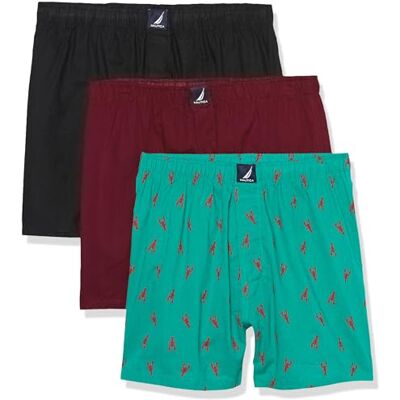 Nautica Boxershorts för män, bomullsvävda, 3-pack, S Nautica Boxershorts för män, bomullsvävda, 3-pack, S