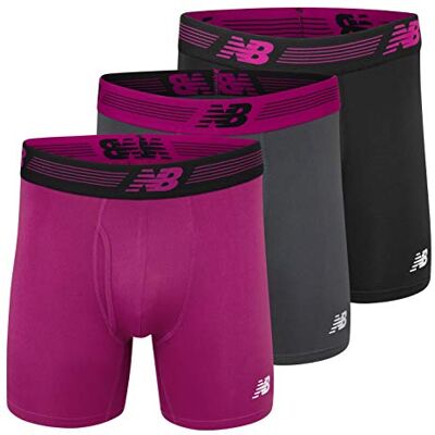 New Balance Herr 6 tum boxershorts gylf fram med påse, 3-pack med 6 tum tagless underkläder, Svart/späckhuggare/mullbär, S New Balance Herr 6 tum boxershorts gylf fram med påse, 3-pack med 6 tum tagless underkläder, Svart/späckhuggare/mullbär, S