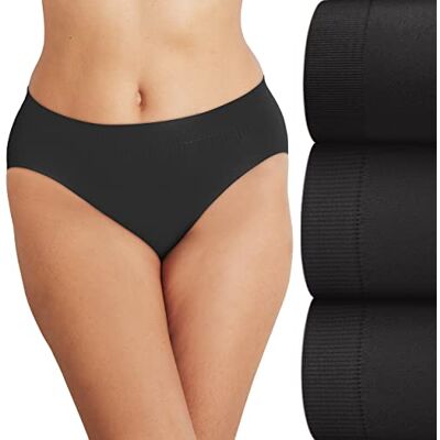 Bali kvinnors komfort revolution moderna s ml sa Hi-Cut underkl der, No-Show trosor, 3-pack, Svart/svart/svart, 6 Bali kvinnors komfort revolution moderna s ml sa Hi-Cut underkl der, No-Show trosor, 3-pack, Svart/svart/svart, 6