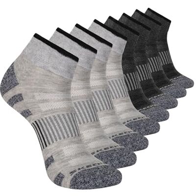 Skechers herr 8-pack arbetskollektion kvartslånga strumpor, utökad kudde och nätventilation, cool grå/stålgrå, 10-13 Skechers herr 8-pack arbetskollektion kvartslånga strumpor, utökad kudde och nätventilation, cool grå/stålgrå, 10-13