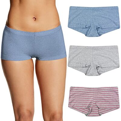Maidenform Damunderkläder, Stretchiga bomullsshorts, boyshort-trosor för kvinnor, blandade färger, 3-pack, S Maidenform Damunderkläder, Stretchiga bomullsshorts, boyshort-trosor för kvinnor, blandade färger, 3-pack, S
