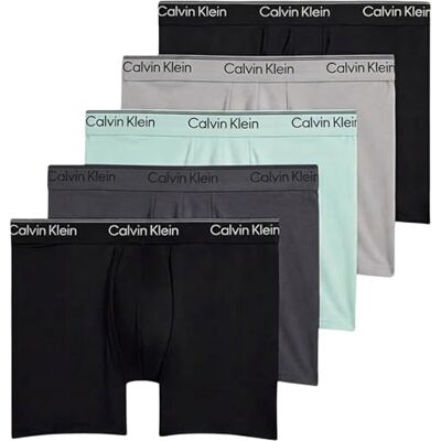 Calvin boxershorts för män 5-pack LV00NB4413 boxershorts kalsonger, grön (svart/lätt gjuten/känn The Mint/Shor), L Calvin boxershorts för män 5-pack LV00NB4413 boxershorts kalsonger, grön (svart/lätt gjuten/känn The Mint/Shor), L