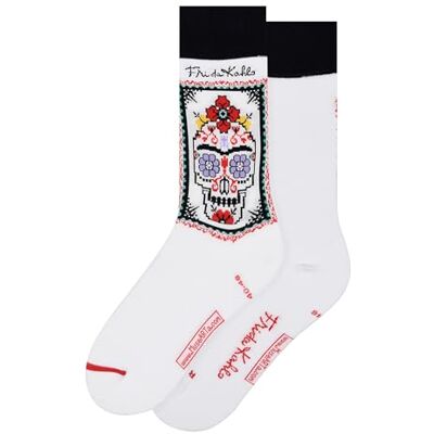MuseARTa strumpor av bomull med målningen Skull Day of the Dead av konstnären Frida Kahlo i storlek 36–40, FK-SDW-06-36-40, Vit, 36-40 MuseARTa strumpor av bomull med målningen Skull Day of the Dead av konstnären Frida Kahlo i storlek 36–40, FK-SDW-06-36-40, Vit, 36-40