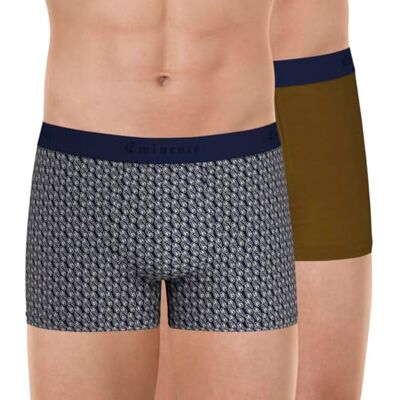 EMINENCE 2-pack boxershorts för män tillverkade i Frankrike stretchig bomull, sömlösa sidor, jacquardbälte Oeko-TEX® etikett standard 100, Bandana/kameltryck, M EMINENCE 2-pack boxershorts för män tillverkade i Frankrike stretchig bomull, sömlösa sidor, jacquardbälte Oeko-TEX® etikett standard 100, Bandana/kameltryck, M