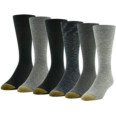 GOLDTOE Men's Cambridge Crew Socks, 6-Pairs, Gents Heather Assorted, Large GOLDTOE Men's Cambridge Crew Socks, 6-Pairs, Gents Heather Assorted, Large