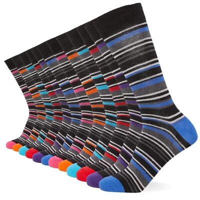 FM London Socks (set med 12) herr, Flerfärgad (randig), 39/46 EU FM London Socks (set med 12) herr, Flerfärgad (randig), 39/46 EU